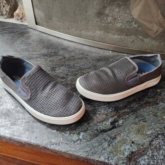 OluKai Gray Textile Slip-On Loafers Size 7 - Picture 3 of 13